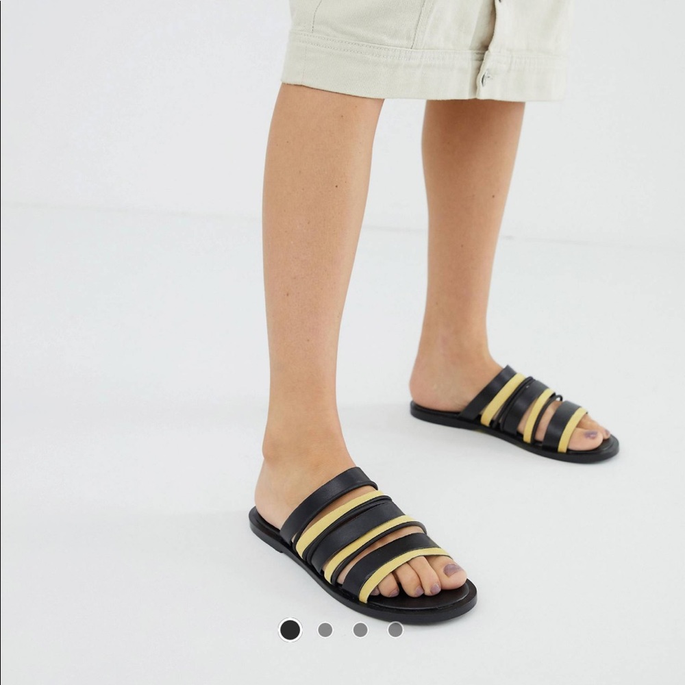 Asos leather fitchy strap multi color mule sandal